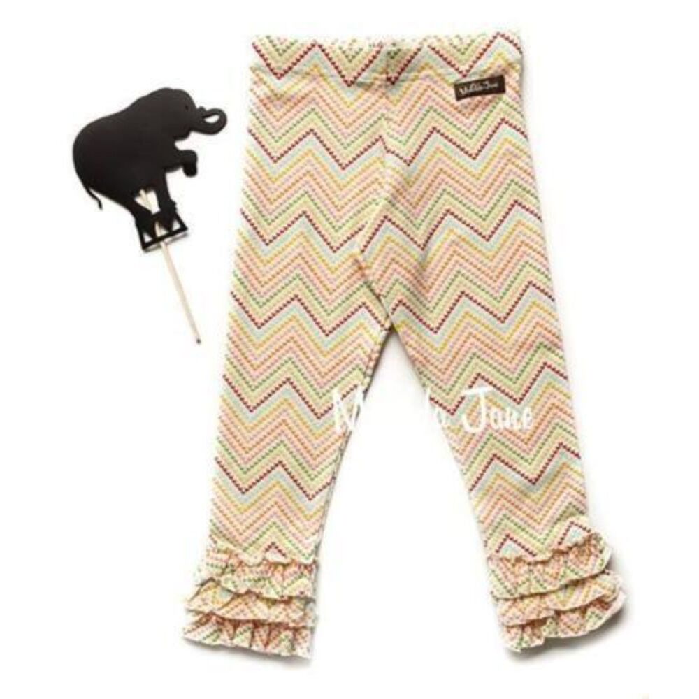 NEW Matilda Jane girls leggings 12 Razzle zigzag stripe Wonderful Parade Rainbow - Picture 3 of 3